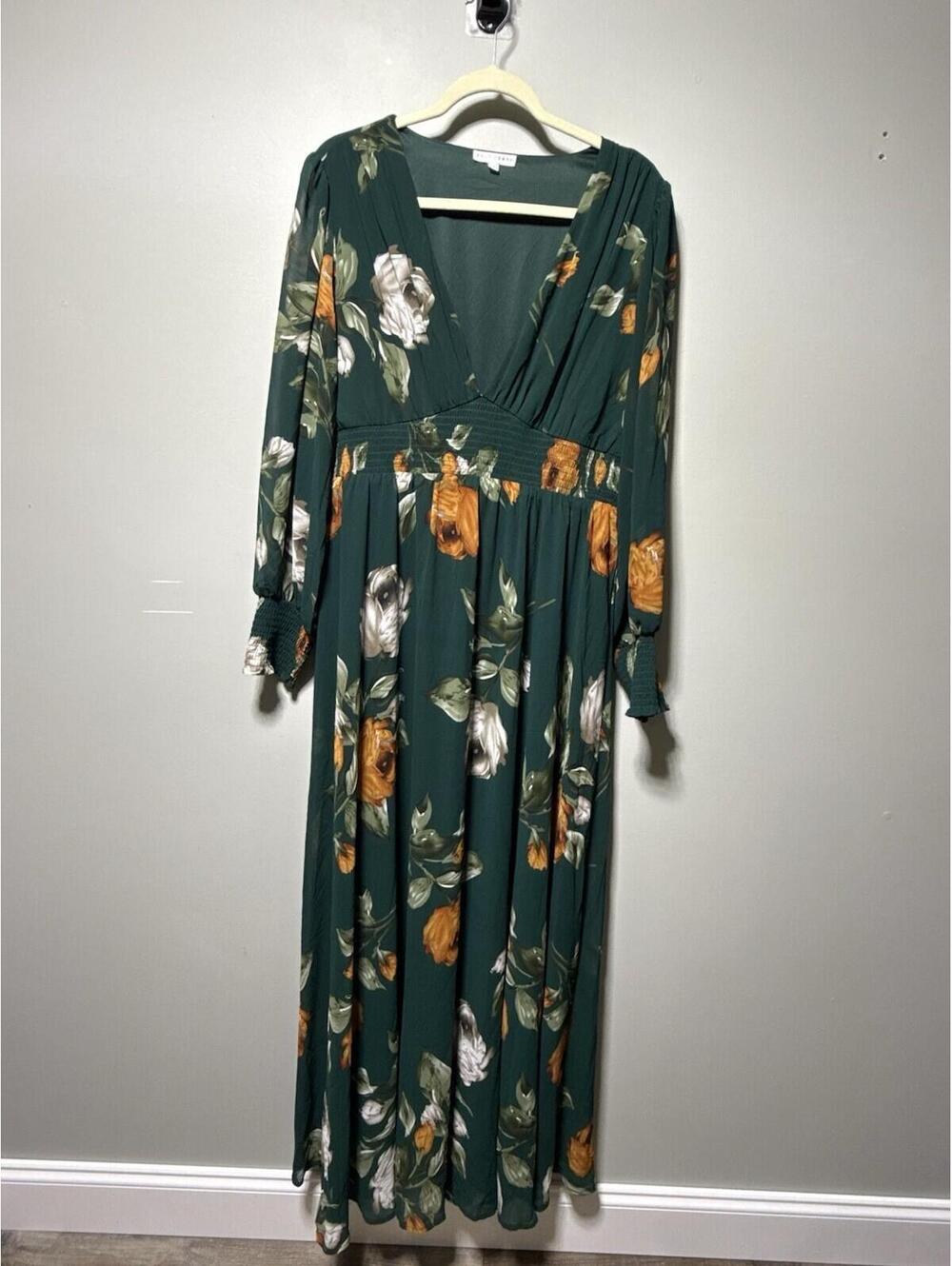 BALTIC BORN Olivia Maxi Dress Deep Topaz Floral 1XL wedding guest baby shower